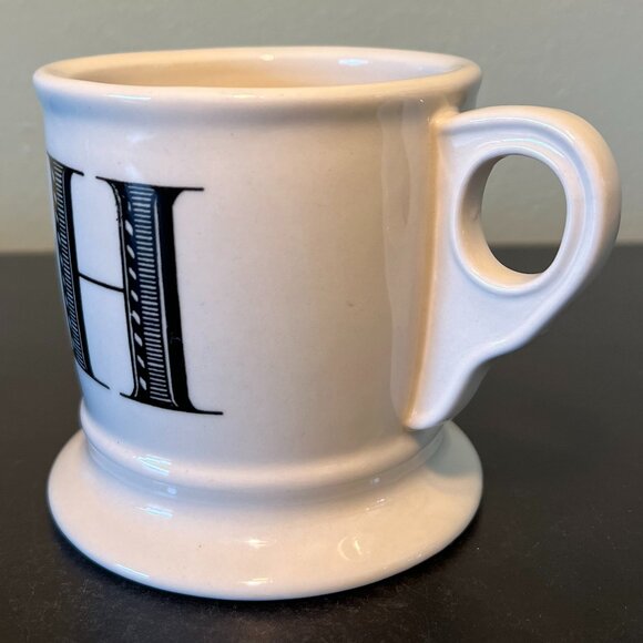 Anthropologie Letter H Monogram Initial Shaving Style Pedestal Base Mug Cup - Picture 3 of 9